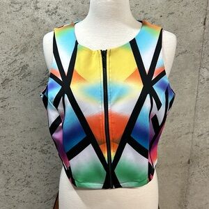 Bisou Bisou midi top multi block colored